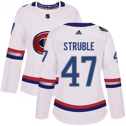 Women's Authentic Montreal Canadiens Jayden Struble Adidas 2017 100 Classic Jersey - White
