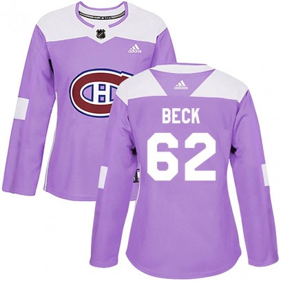 Women's Authentic Montreal Canadiens Owen Beck Adidas Fights Cancer Practice Jersey - Purple