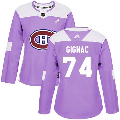 Women's Authentic Montreal Canadiens Brandon Gignac Adidas Fights Cancer Practice Jersey - Purple