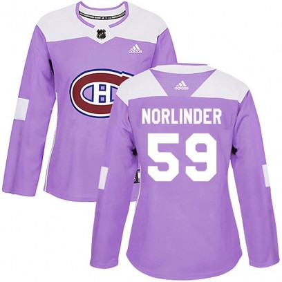 Women's Authentic Montreal Canadiens Mattias Norlinder Adidas Fights Cancer Practice Jersey - Purple