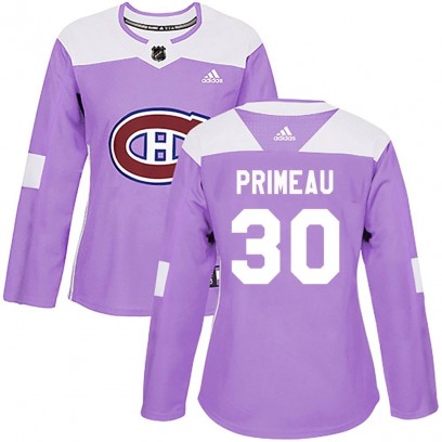 Women's Authentic Montreal Canadiens Cayden Primeau Adidas Fights Cancer Practice Jersey - Purple