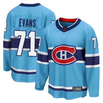 Men's Breakaway Montreal Canadiens Jake Evans Fanatics Branded Special Edition 2.0 Jersey - Light Blue