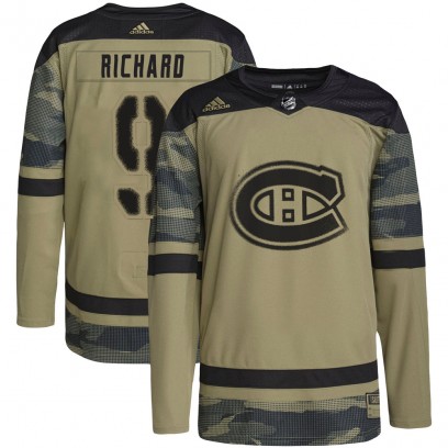 Men's Authentic Montreal Canadiens Maurice Richard Adidas Military Appreciation Practice Jersey - Camo