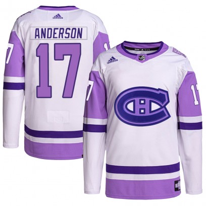 Youth Authentic Montreal Canadiens Josh Anderson Adidas Hockey Fights Cancer Primegreen Jersey - White/Purple
