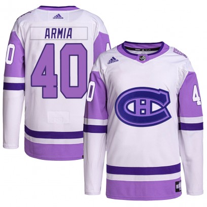 Youth Authentic Montreal Canadiens Joel Armia Adidas Hockey Fights Cancer Primegreen Jersey - White/Purple