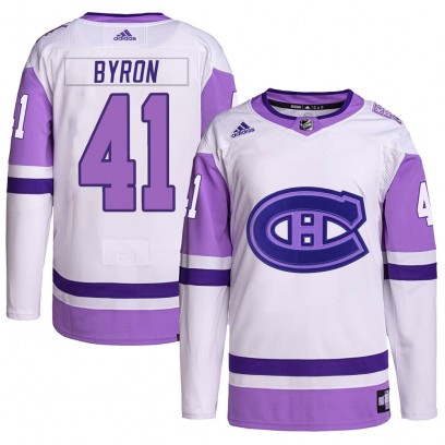 Youth Authentic Montreal Canadiens Paul Byron Adidas Hockey Fights Cancer Primegreen Jersey - White/Purple