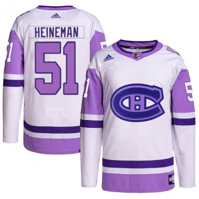 Youth Authentic Montreal Canadiens Emil Heineman Adidas Hockey Fights Cancer Primegreen Jersey - White/Purple