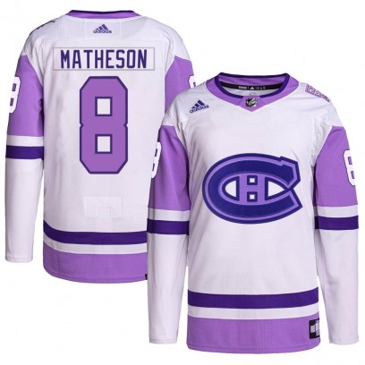 Youth Authentic Montreal Canadiens Mike Matheson Adidas Hockey Fights Cancer Primegreen Jersey - White/Purple