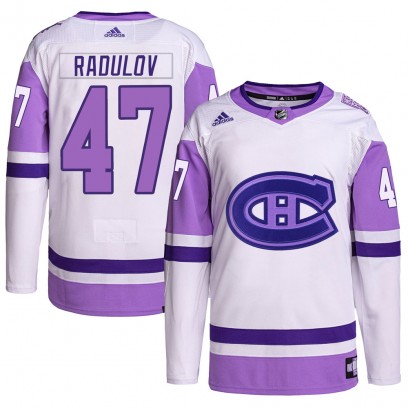 Youth Authentic Montreal Canadiens Alexander Radulov Adidas Hockey Fights Cancer Primegreen Jersey - White/Purple