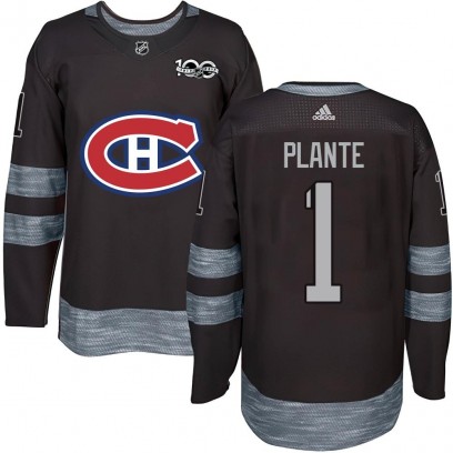 Youth Authentic Montreal Canadiens Jacques Plante 1917-2017 100th Anniversary Jersey - Black