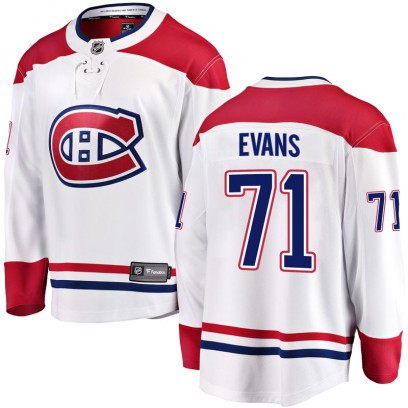 Youth Breakaway Montreal Canadiens Jake Evans Fanatics Branded Away Jersey - White