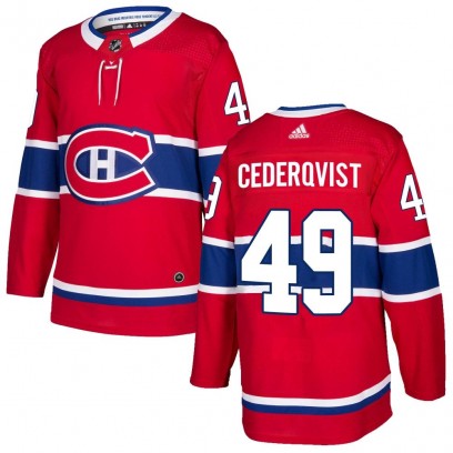 Men's Authentic Montreal Canadiens Filip Cederqvist Adidas Home Jersey - Red