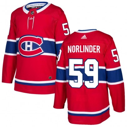 Men's Authentic Montreal Canadiens Mattias Norlinder Adidas Home Jersey - Red