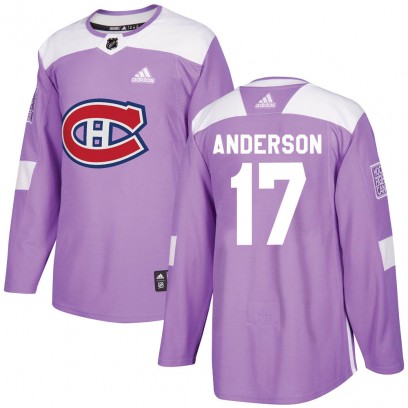 Men's Authentic Montreal Canadiens Josh Anderson Adidas Fights Cancer Practice Jersey - Purple