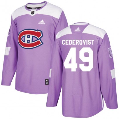 Men's Authentic Montreal Canadiens Filip Cederqvist Adidas Fights Cancer Practice Jersey - Purple