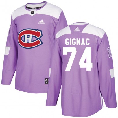 Men's Authentic Montreal Canadiens Brandon Gignac Adidas Fights Cancer Practice Jersey - Purple