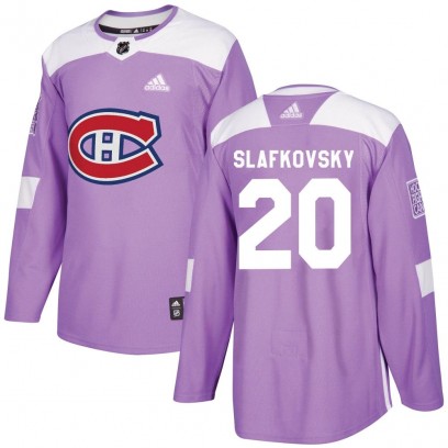 Men's Authentic Montreal Canadiens Juraj Slafkovsky Adidas Fights Cancer Practice Jersey - Purple