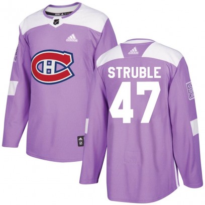 Men's Authentic Montreal Canadiens Jayden Struble Adidas Fights Cancer Practice Jersey - Purple