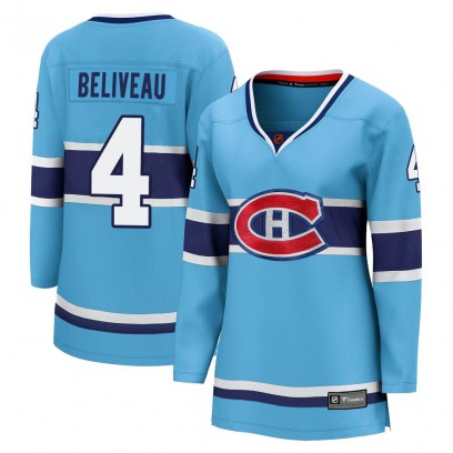 Women's Breakaway Montreal Canadiens Jean Beliveau Fanatics Branded Special Edition 2.0 Jersey - Light Blue