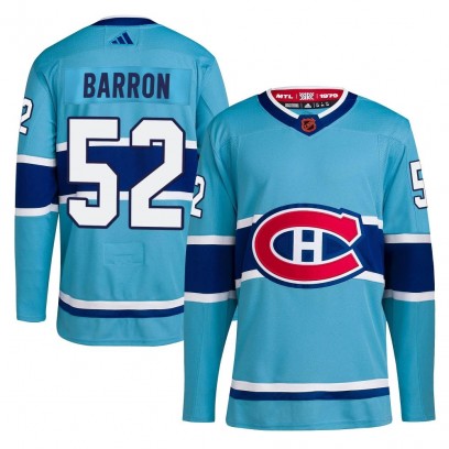 Men's Authentic Montreal Canadiens Justin Barron Adidas Reverse Retro 2.0 Jersey - Light Blue