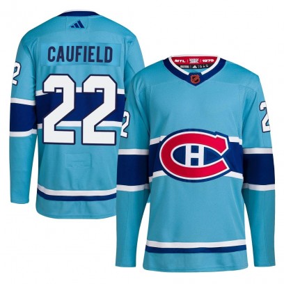 Men's Authentic Montreal Canadiens Cole Caufield Adidas Reverse Retro 2.0 Jersey - Light Blue