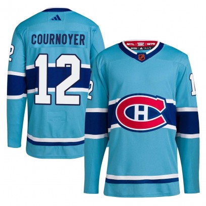 Men's Authentic Montreal Canadiens Yvan Cournoyer Adidas Reverse Retro 2.0 Jersey - Light Blue