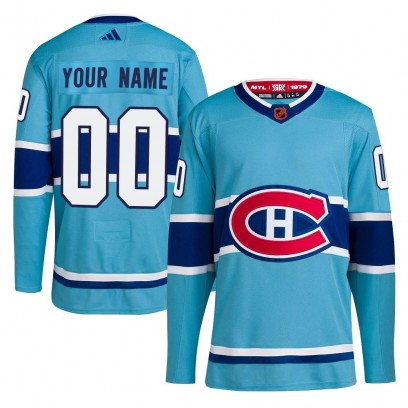 Men's Authentic Montreal Canadiens Custom Adidas Custom Reverse Retro 2.0 Jersey - Light Blue