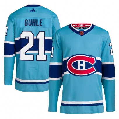 Men's Authentic Montreal Canadiens Kaiden Guhle Adidas Reverse Retro 2.0 Jersey - Light Blue