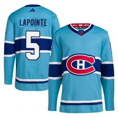 Men's Authentic Montreal Canadiens Guy Lapointe Adidas Reverse Retro 2.0 Jersey - Light Blue