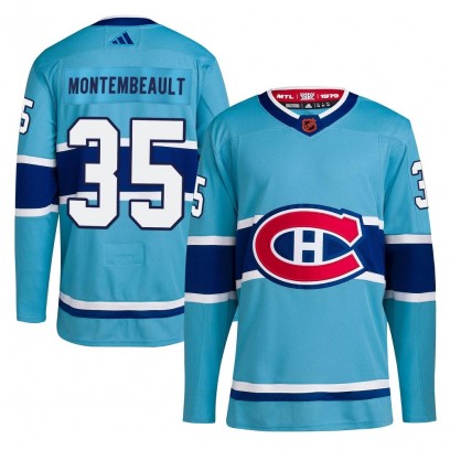 Men's Authentic Montreal Canadiens Sam Montembeault Adidas Reverse Retro 2.0 Jersey - Light Blue