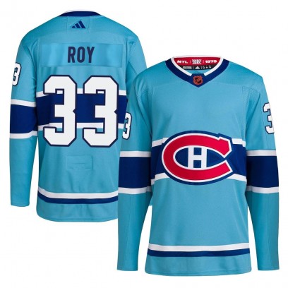 Men's Authentic Montreal Canadiens Patrick Roy Adidas Reverse Retro 2.0 Jersey - Light Blue