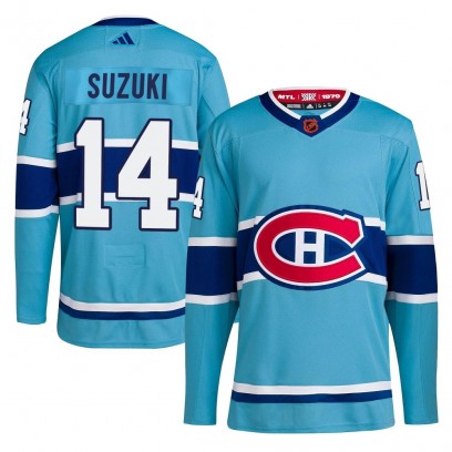 Men's Authentic Montreal Canadiens Nick Suzuki Adidas Reverse Retro 2.0 Jersey - Light Blue