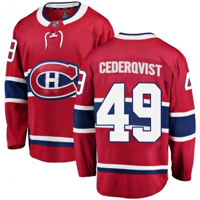 Youth Breakaway Montreal Canadiens Filip Cederqvist Fanatics Branded Home Jersey - Red