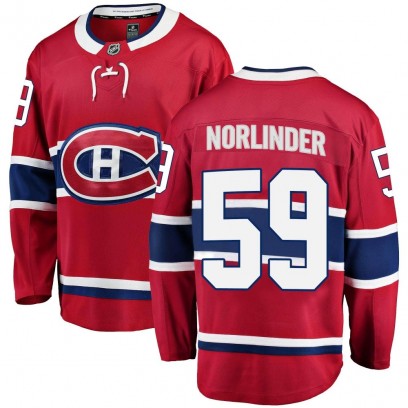 Youth Breakaway Montreal Canadiens Mattias Norlinder Fanatics Branded Home Jersey - Red
