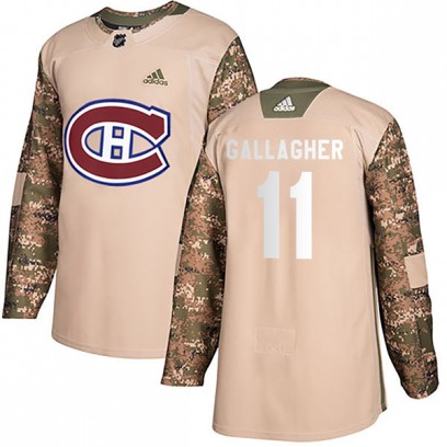 Men's Authentic Montreal Canadiens Brendan Gallagher Adidas Veterans Day Practice Jersey - Camo