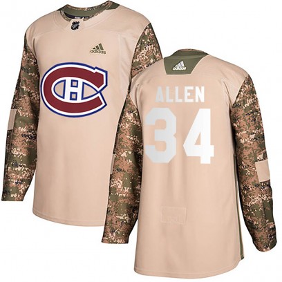 Youth Authentic Montreal Canadiens Jake Allen Adidas Veterans Day Practice Jersey - Camo
