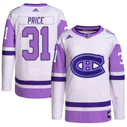 Men's Authentic Montreal Canadiens Carey Price Adidas Hockey Fights Cancer Primegreen Jersey - White/Purple