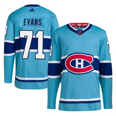 Youth Authentic Montreal Canadiens Jake Evans Adidas Reverse Retro 2.0 Jersey - Light Blue
