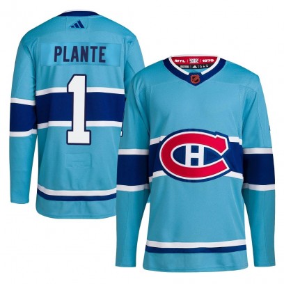 Youth Authentic Montreal Canadiens Jacques Plante Adidas Reverse Retro 2.0 Jersey - Light Blue