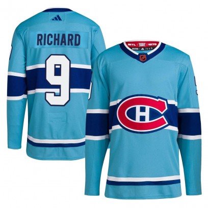 Youth Authentic Montreal Canadiens Maurice Richard Adidas Reverse Retro 2.0 Jersey - Light Blue