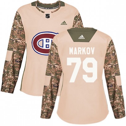 Women's Authentic Montreal Canadiens Andrei Markov Adidas Veterans Day Practice Jersey - Camo