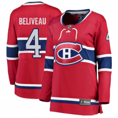Women's Breakaway Montreal Canadiens Jean Beliveau Fanatics Branded Home Jersey - Red