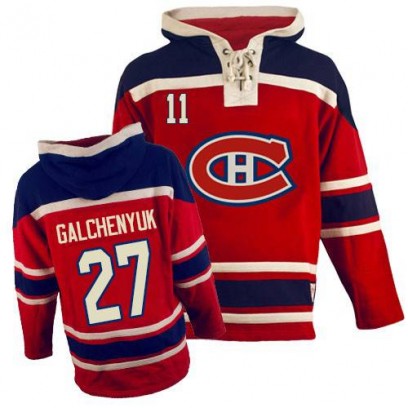 Youth Premier Montreal Canadiens Alex Galchenyuk Old Time Hockey Sawyer Hooded Sweatshirt - Red